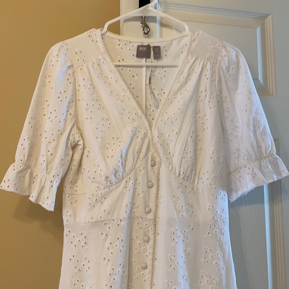 ASOS white eyelet long dress petite